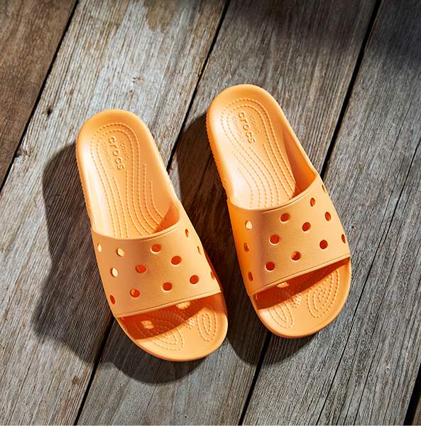 Classic Crocs Slide in Canteloupe.